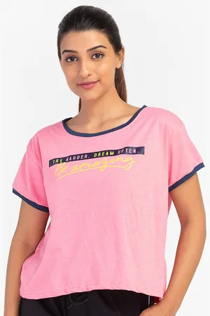 Globus Women Pink Typography Printed T-shirt