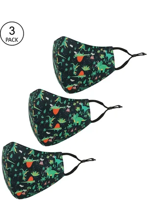 Tossido Kids Pack Of 3 Printed 3-Ply Reusable Pure Cotton Cloth Mask