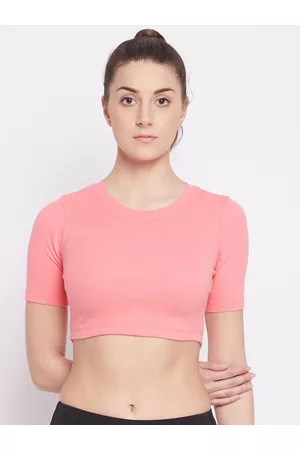 ATHLISIS Pink Ribbed Fitted Crop Top