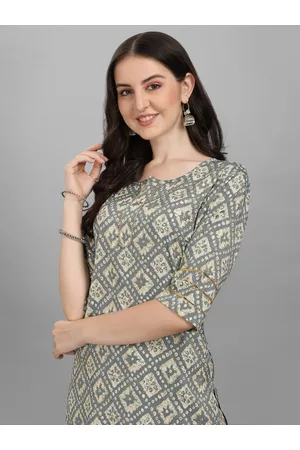 HERE&NOW Women Grey Ethnic Motifs Printed Kurta With Palazzos