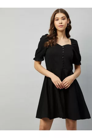 Carlton London Black Crepe A-Line Dress