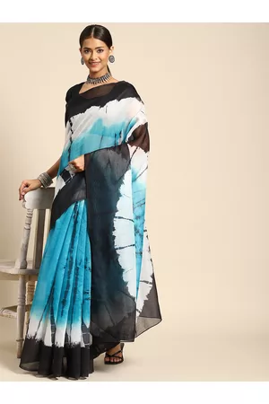 Anouk Blue & Black Tie and Dye Saree