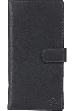 KARA Unisex Black Solid Leather Passport Holder