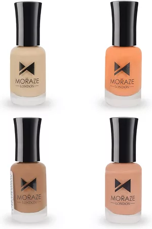 Moraze Set of 4 Glossy Nude Nail Polishes - Rose, Olive, Ivory, & Almond Nude