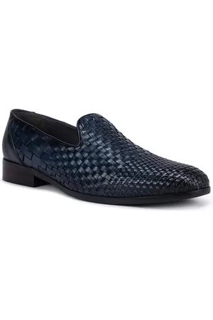 ROSSO BRUNELLO Men Blue Textured Formal Loafers