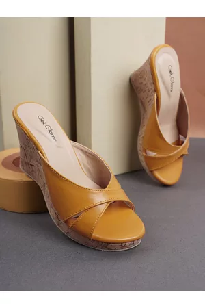 Get Glamr Women Mustard Solid Mules