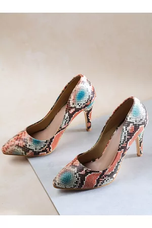 SHEZONE Rust & Blue Printed Stiletto Pumps