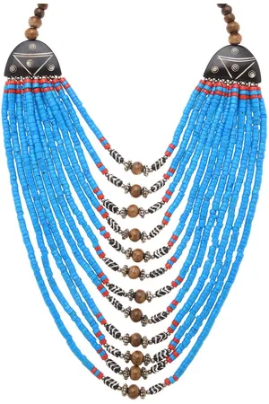 Bamboo Tree Jewels Blue Multistrand Handcrafted Necklace