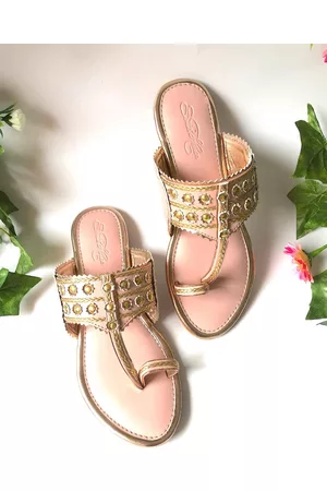 Sole House Women Pink Ethnic Kolapuri One Toe Flats
