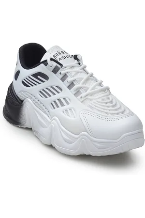 CASSIEY Women White & Black Mesh Walking Shoes