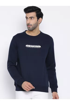 Richlook Men Navy Blue Printed Sweatshirt