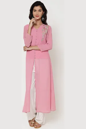 BE INDI Women Pink Embroidered Thread Work Kurta