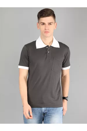Fleximaa Men Grey Polo Collar T-shirt