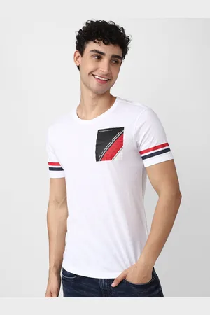 Peter England Men White Printed Slim Fit T-shirt