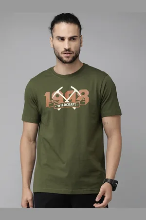 Wildcraft Men Olive Green Printed Round Neck Pure Cotton T-shirt