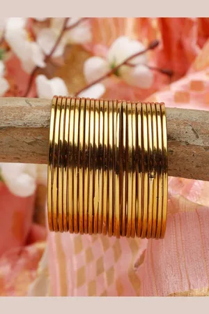 Shining Diva Set Of 24 Gold-Plated Antique Bangles