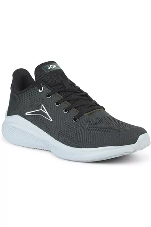 JQR Men SOFT-003 Grey Lace Up Mid-Top Mesh Running Sports Shoes