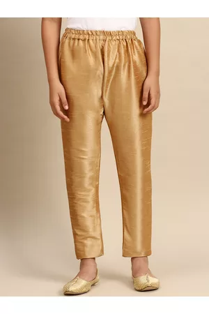 Sanwara Boys Beige Colored Solid Art Silk Pyjamas