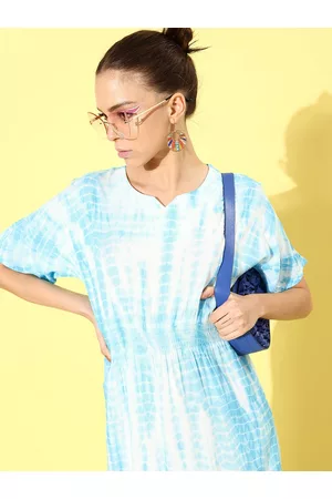 KASSUALLY Women Blue Tie & Dye Dress