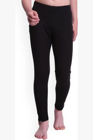 DECATHLON Kids Black Regular Fit Solid Skiing Base Layer Trousers