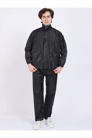 Ellis Men Black Solid Hooded Rain Suit