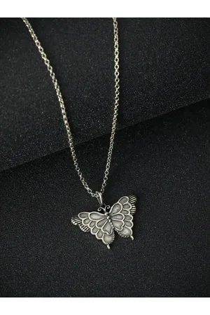 Priyaasi Oxidised Silver-Plated 925 Sterling Silver Butterfly Pendant Necklace