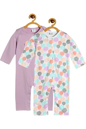 MINI KLUB Infants Pack Of 2 Solid Pure Cotton Rompers
