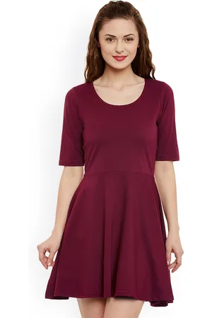 Miss Chase Women Maroon Fit & Flare Dress