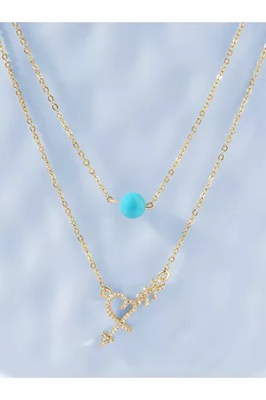 MINUTIAE Women Blue Brass Gold-Plated Layered Necklace