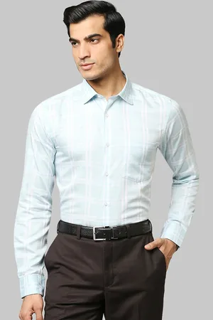 Park Avenue Men Blue Slim Fit Windowpane Checks Checked Casual Shirt