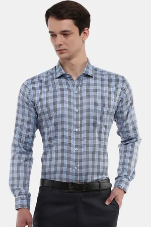 V-Mart Men Blue Classic Checked Formal Shirt
