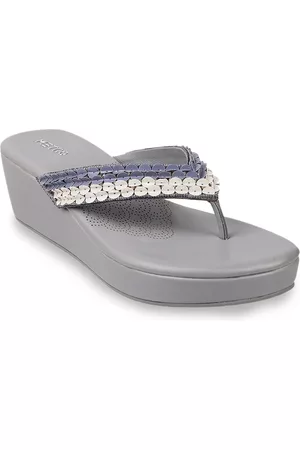 Metro Grey Embellished Wedge Heels