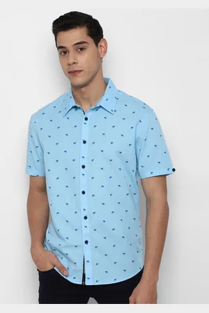 Forever 21 Men Blue Printed Pure Cotton Regular Fit Casual Shirt