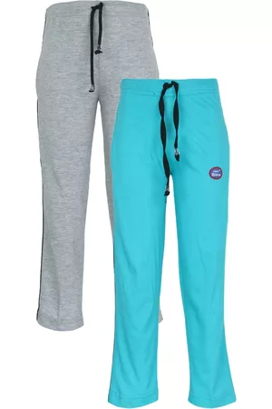 VIMAL JONNEY Pack of 2 Kids Grey & Turquoise Blue Track Pants