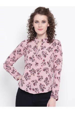 Mayra Women Pink Floral Printed Shirt Style Top