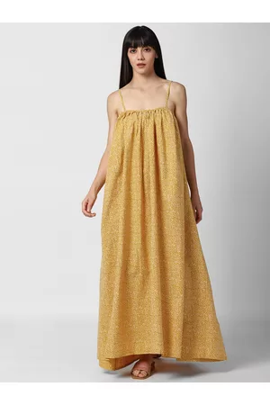 Forever 21 Yellow Floral Printed Maxi Dress