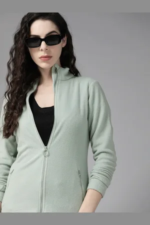 Roadster The Lifestyle Co. Women Green Solid Front-Open Sweatshirt