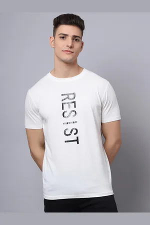 DOOR74 Men Off White Typography Printed Loose T-shirt