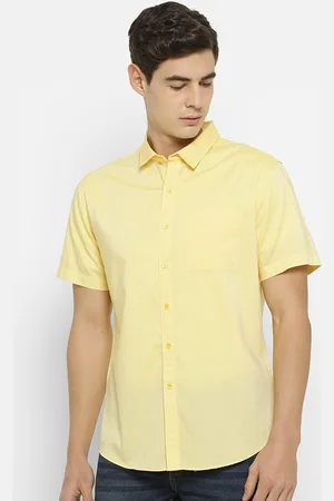 Forever 21 Men Yellow Slim Fit Solid Casual Shirt