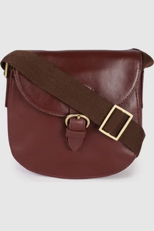 Hidesign Maroon Leather Structured Sling Bag
