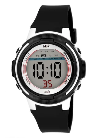 Kool Unisex Kids Grey Dial & Black Straps Digital Watch