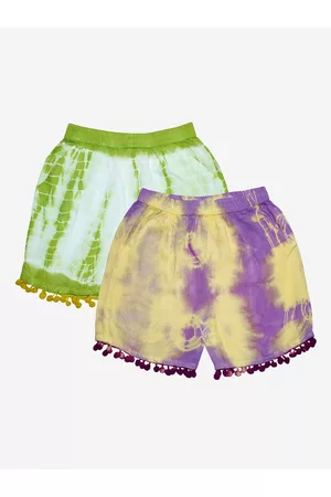 KiddoPanti Girls Pack of 2 Printed Shorts