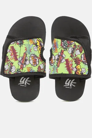 YK Kids Green & Black Printed Slip-On Flip-Flops