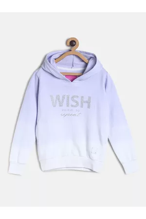 TALES & STORIES Girls Lavender Printed Hooded Sweatshirt