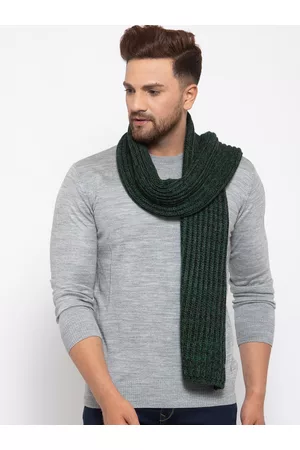 513 Clothing Men Green Solid Knitted Muffler