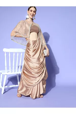 Tikhi Imli Satin Saree With Cape