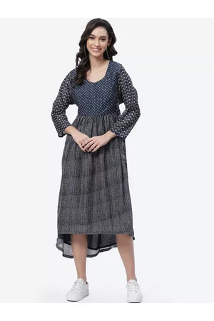 Biba Women Navy Blue Midi Dress