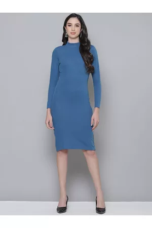 Sassafras Blue Ribbed Bodycon Dress