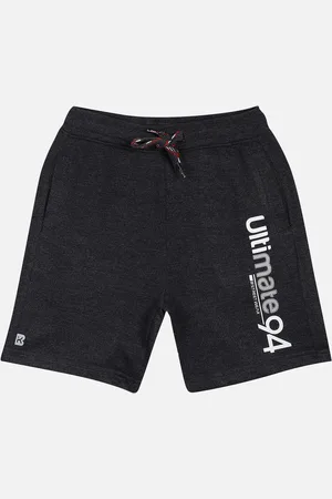 PROTEENS Boys Charcoal Black Printed Slim Fit Antiviral & Antibacterial Regular Shorts