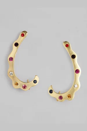 ESTELE Women Gold-Toned & Multicoloured Contemporary Drop Earrings